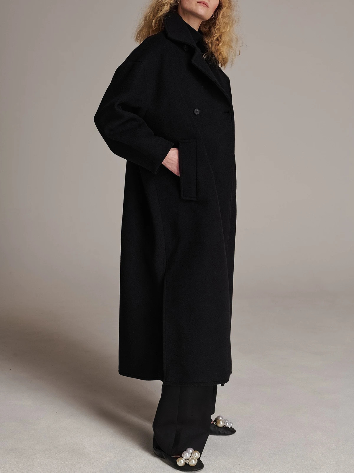 FRENKENwinter coat 2024Womens coatWool coatsouterwearsoversized loosewool blends coatsExtendedCashmereWarm 240930