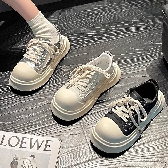 Versatile and niche design sense, white shoes for women in summer 2024, new casual and comfortable, thick sole, height increasing, bread single shoes,