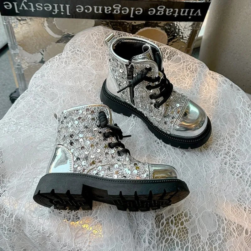 Girls Sock Boots Kids Ankle Nonslip Fashion Bow Elegant Glossy UK Uniform Child School Shoes Casual Socks Princess y240905