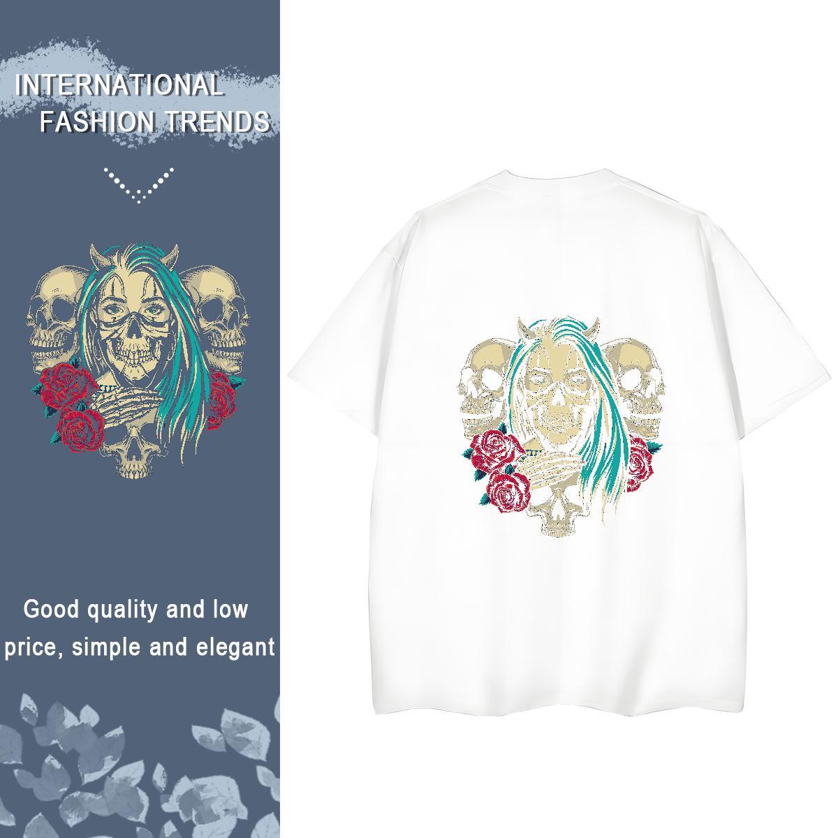 Factory Direct T-Shirts 230g Cotton Short sleeve Soft Hip Hop skull Unisex Tshirts Popular Custom Print Oversized Top Tees