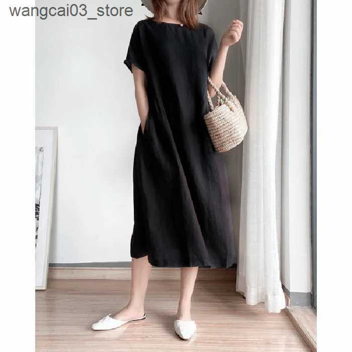 Maternity Dresses New Long Sleeve Maternity Dress Fashion Clothes for Pregnant Women V-neck Boho Cotton Linen Loose Lantern L240910