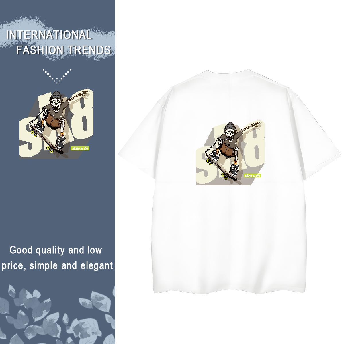 DIY Womens T Shirts 230g Cotton Crew Neck Hip Hop skull Womens Tshirts Designer Nice Custom Print Plus Size Clothings