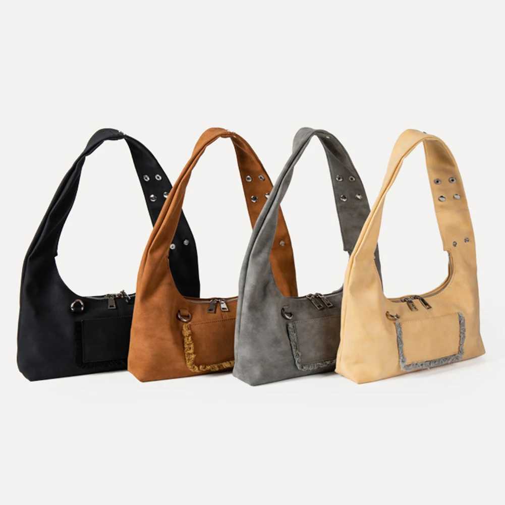 Ladies Suede Shoulder Bag with Double Zipper Tote Adjustable Strap Handbag Solid Clutch Purse for Work Travel 241011