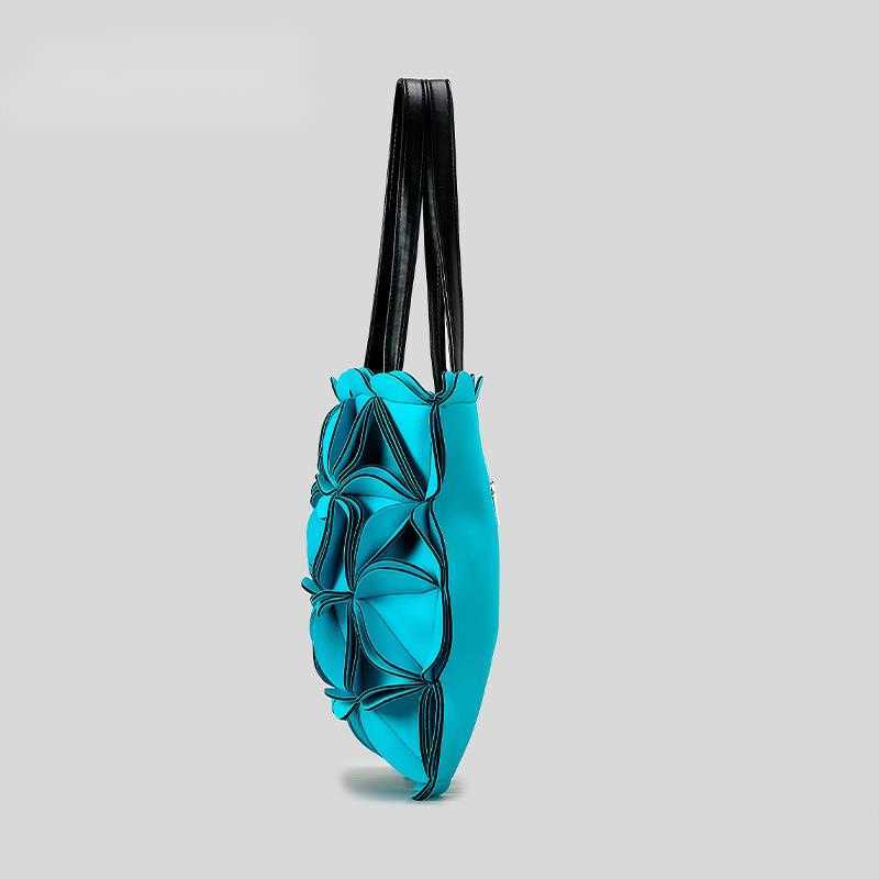 Small design, high-end feel, large capacity splicing, three-dimensional flower tote bag, women's fashionable versatile single shoulder handbag 24