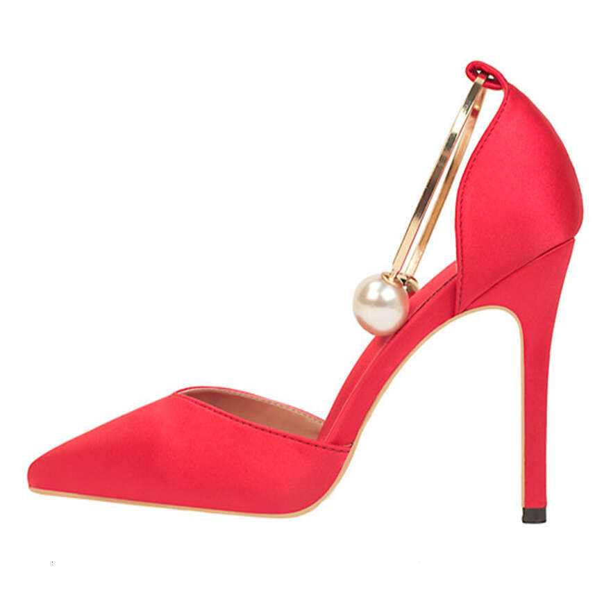 New Elegant Pearl Metal Buckle High Heels Women Korean Fashion Soft Silk Pointed Ladies Shoes Party Sandals Shallow free shipping shoes 241108