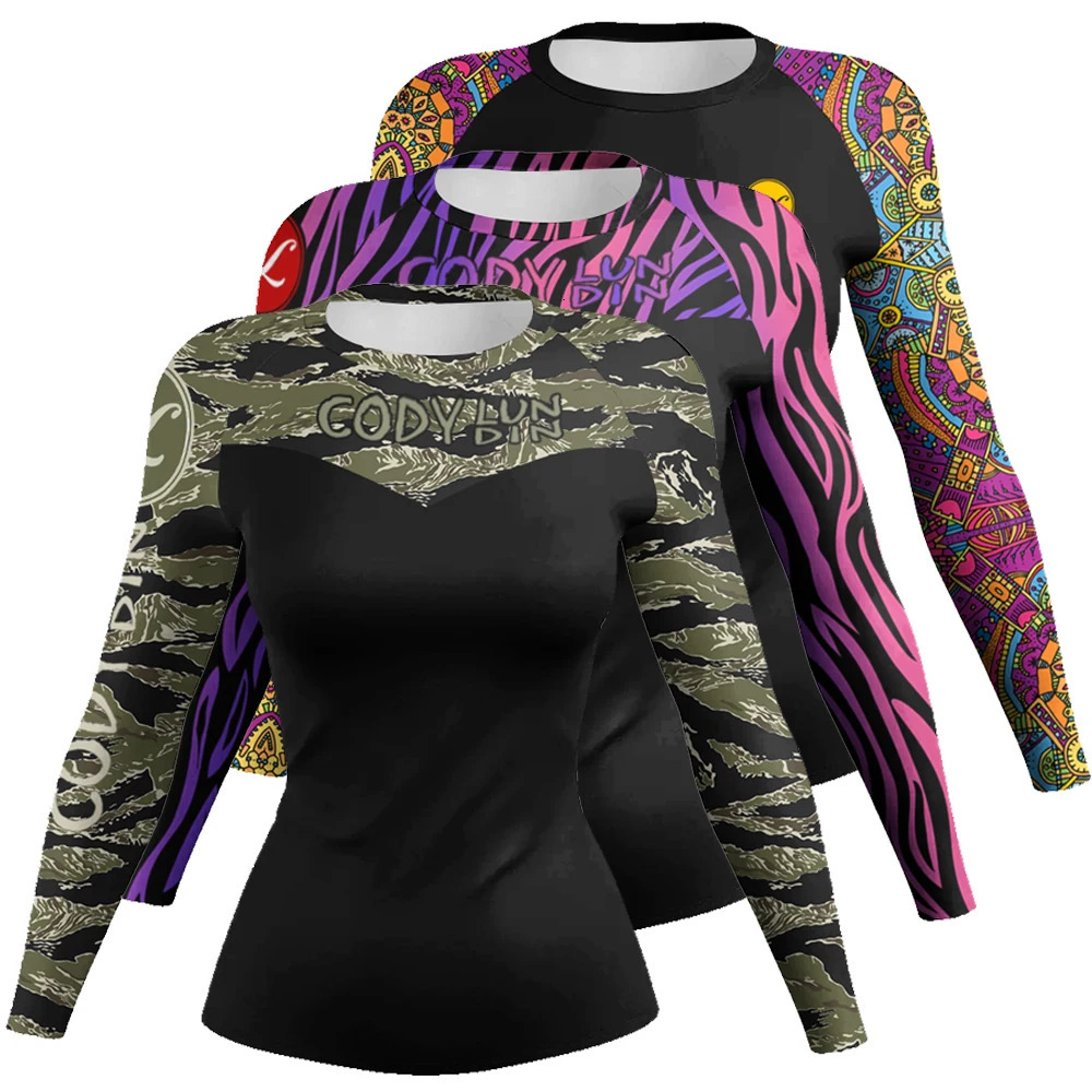 Cody Lundin MMA Grappling Rash Guard Women BJJ Training No Gi Fighting Wear Long Sleeve Tight Sublimation Gym Fitness Shirts 241011