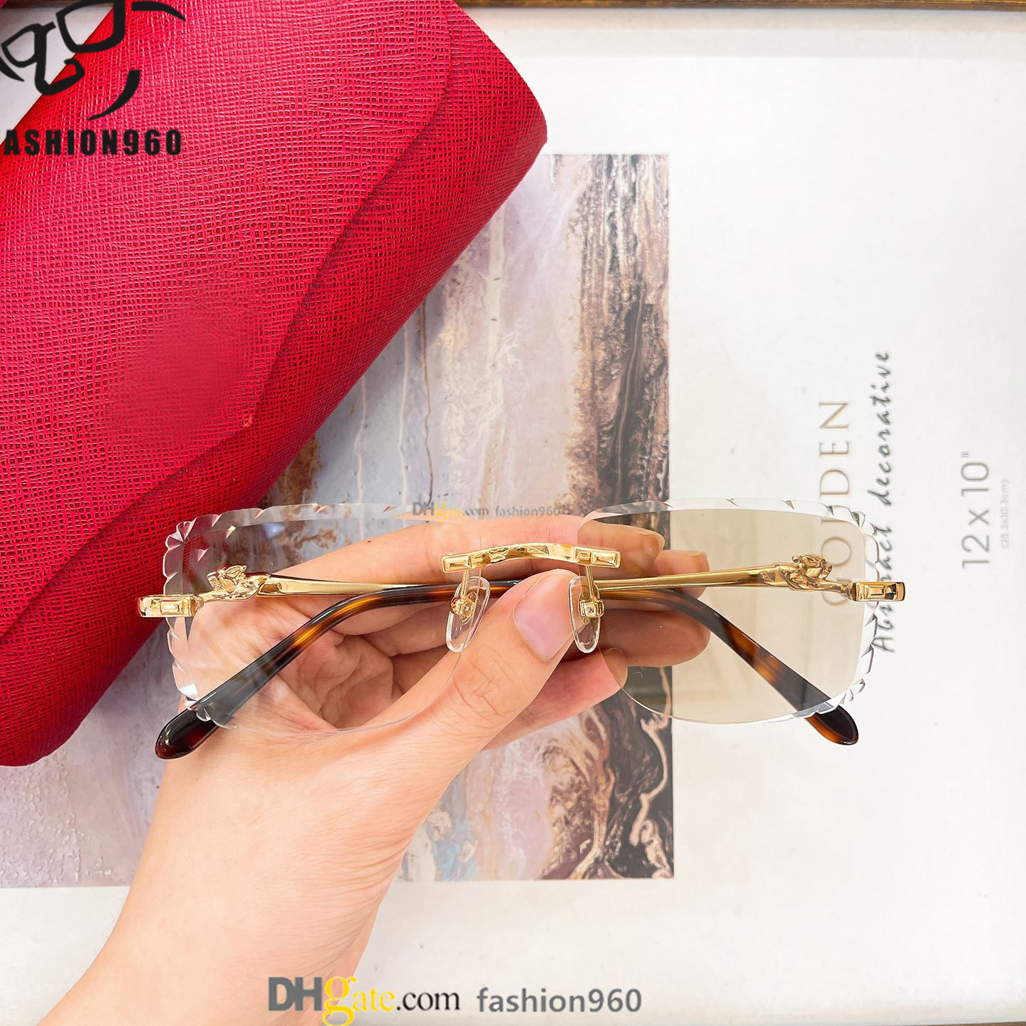 rimless sunglasses color changing lenses buffs designer shades UV400 mya prescription Sunglasses dia cut glasses mutlicolors Metal Frame original box