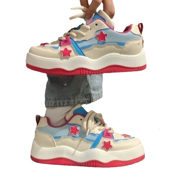 Star Thick soled Little White Shoes for Women 2024 Spring and Winter New Collection, Small and Unique Design, American Versatile Sports Board Shoes