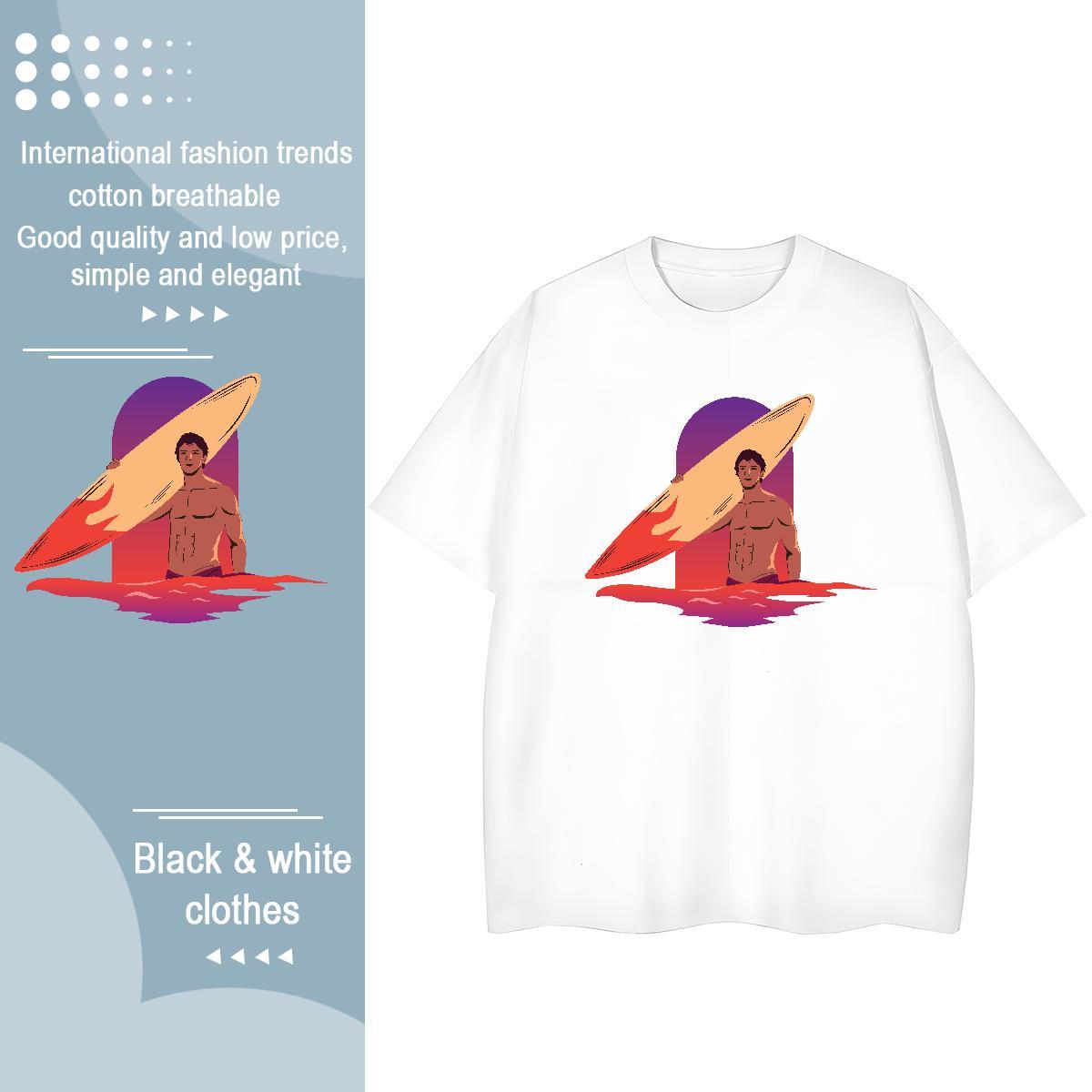 New T-Shirts for Women 230g Pure Cotton Breathable Soft Spring Summer portrait Women Tees 5A Anime Tees Shirts