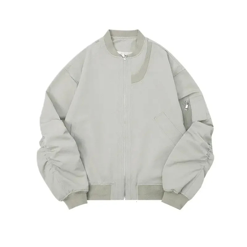 American style retro workwear mens apron flight jacket fashion baseball uniform loose casual scene 241010