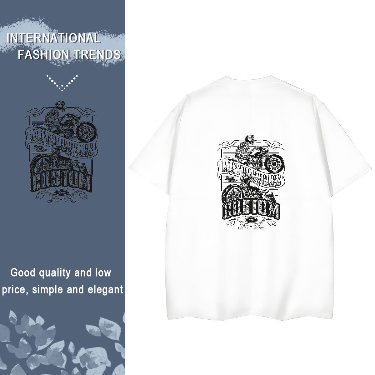 Fashion New Woman T Shirts 230g Cotton Round Neck Short Sleeve Casual motorbike Women Tshirts Female Floral Print Tee Shirt