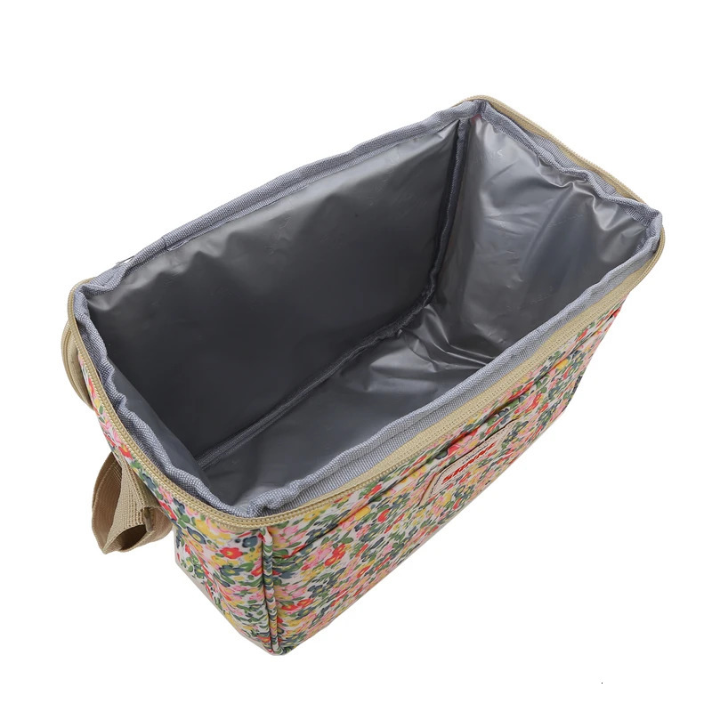 Flower printed lunch bag heat insulated large capacity handbag cute picnic beverage lunch box storage bag portable lunch bag 241008