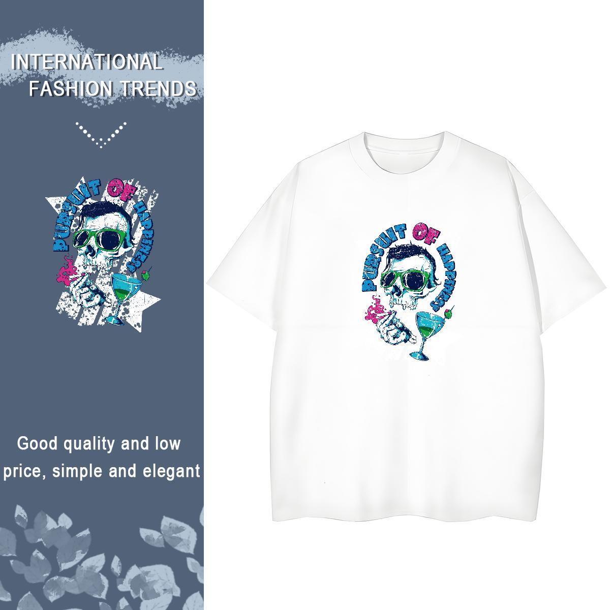 DIY T Shirts Women 230g 100% Cotton Short sleeve Soft Home Outdoor skull Women Tshirts Brand Custom Print Oversized Tee Shirt