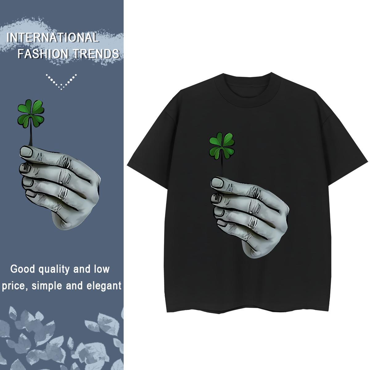 Fashion T shirt 230g Cotton Breathable Crew Neck Street Casual hands Tshirt for Man Woman Unisex Custom Print Plus Size Top Shirts