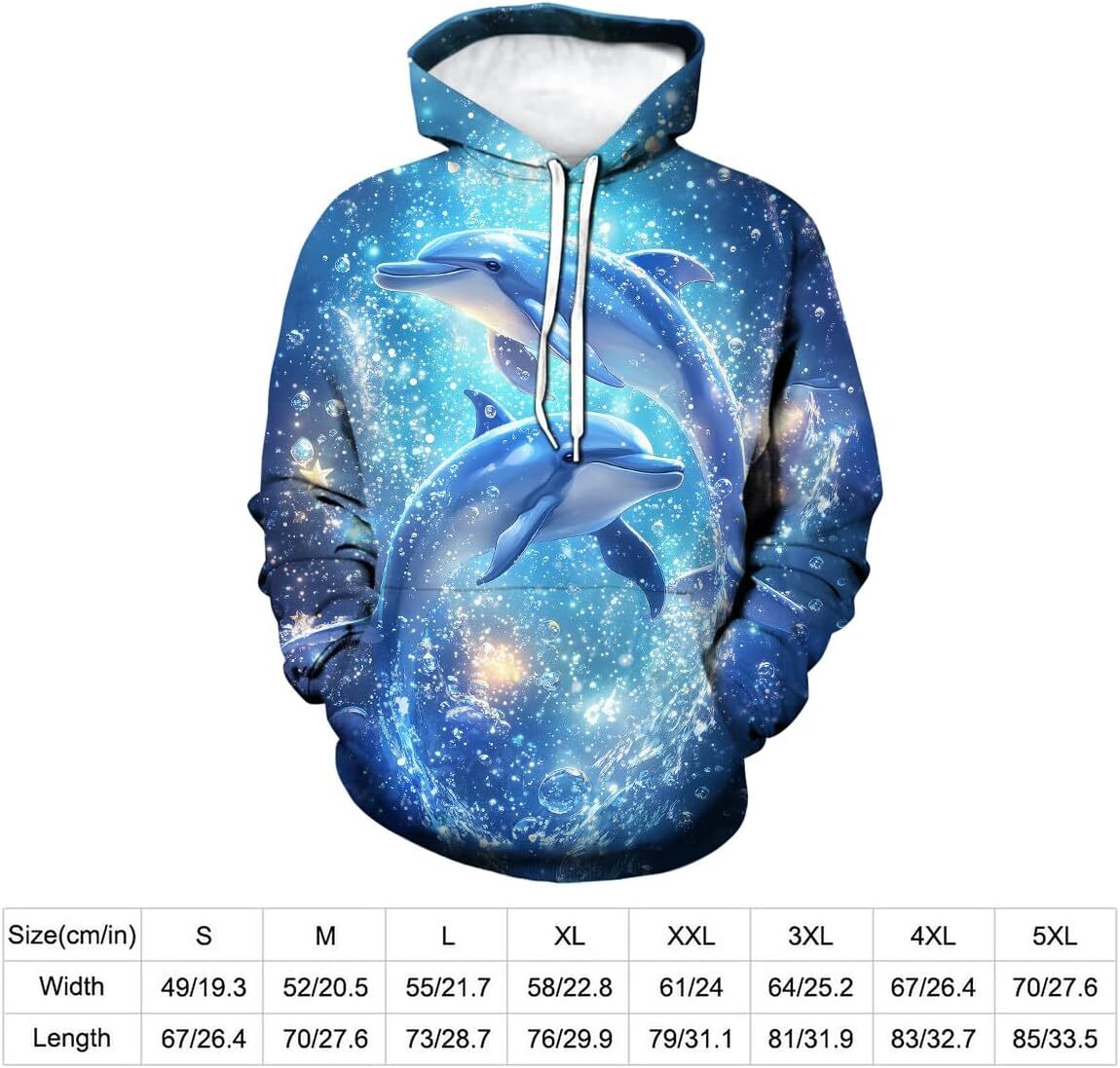 Hoodie for Mens Womens Unisex Novelty Dolphin Print Hoodie for Men Women Animal Graphic Hoodies Sweatshirt Pullover Casual Hooded Graphic