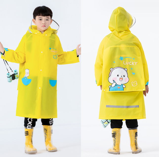 Children's raincoat with hat creates a fashionable little expert in the rain