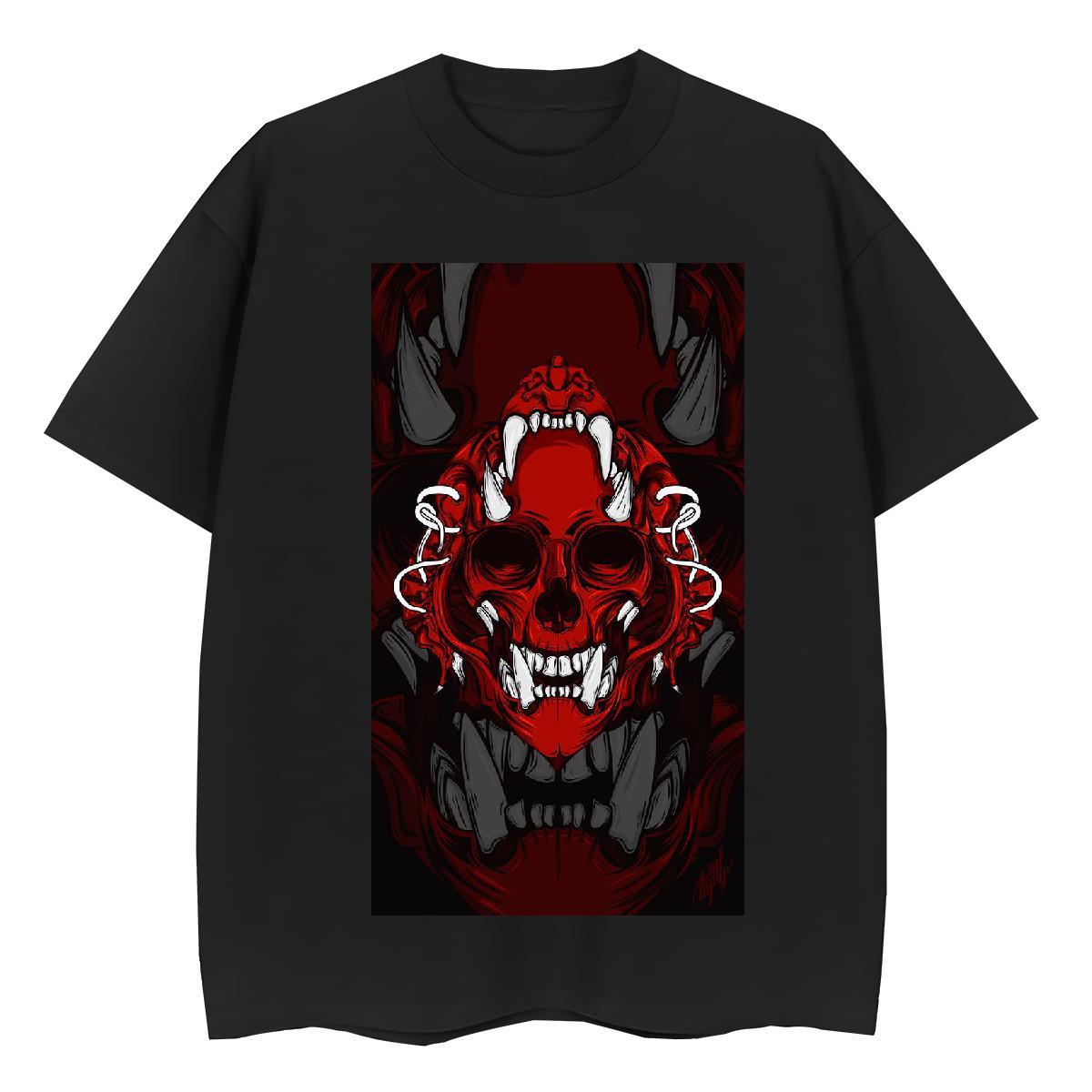 Factory Direct T shirt 100% Cotton 230g Breathable Crew Neck Sports Street Wear skull Tshirt for Man Woman 5A Cartoon Print Tops Shirt