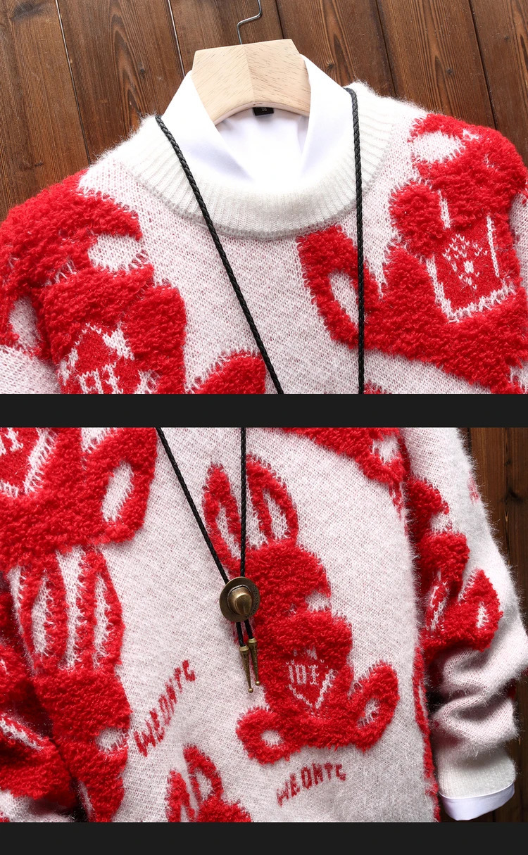 Mens Women Winter Christmas Sweater Mens Casual Loose Jacquard O-Neck Knitted Pullover Jumper High Street School Couple Sweater 241009