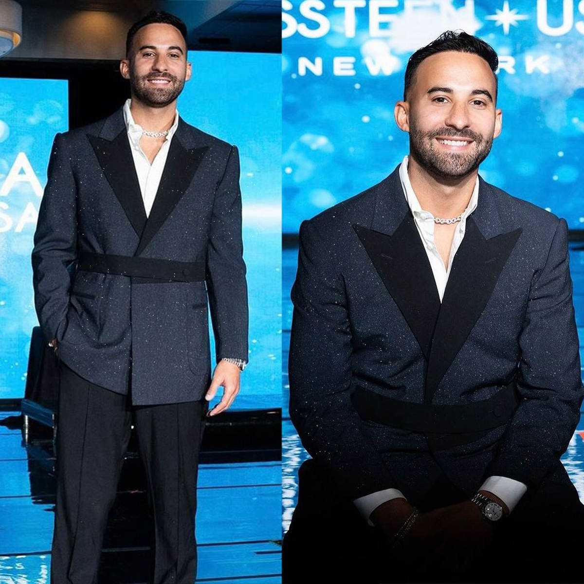 Shiny Wedding Suits Peaked Lapel Jacket 2Pieces Set Men's Tuxedo with Belt Tailored Dinner Prom Groom Blazer Custom Made Coat+Pants