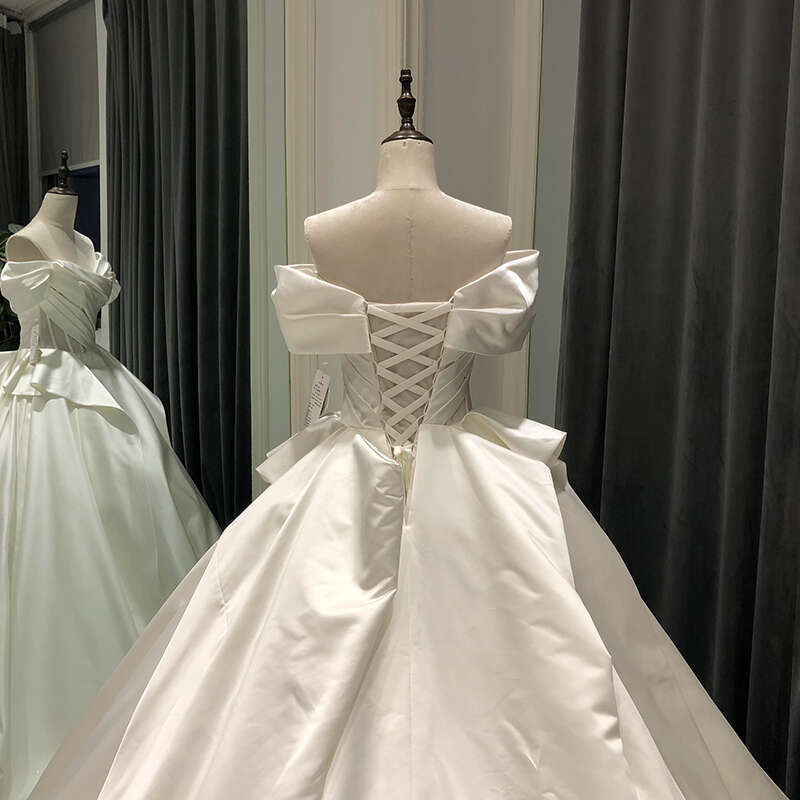 SL-8492 gowns plus size bride robe vintage satin wedding dress 2022 ball gown mariage bridal dresses