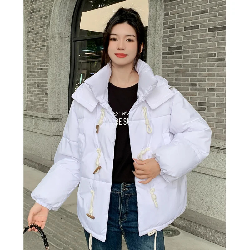 White down jacket womens coat green hooded fashion American streetwear Y2K style down jacket womens winter short jacket 241009