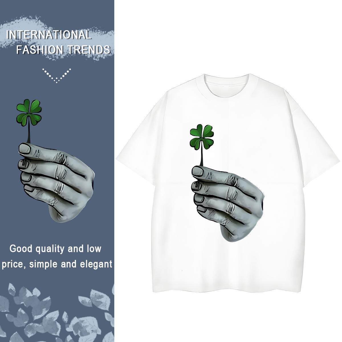 Fashion T shirt 230g Cotton Breathable Crew Neck Street Casual hands Tshirt for Man Woman Unisex Custom Print Plus Size Top Shirts
