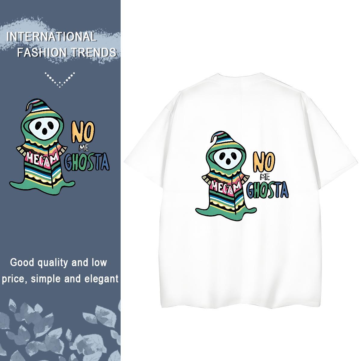 2024 DIY Women T Shirts 230g Cotton O Neck Short Sleeves Daily Outfit skull Tshirt for Man Woman Nice Cartoon Print Tees