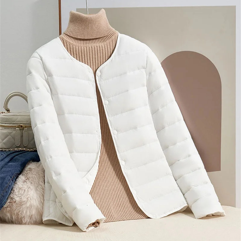 Fashion Lightweight Down Cotton Jacket Female Spring Autumn Coat Tops 2024 Short Women Jackets Slim Warmth Outerwear 241009