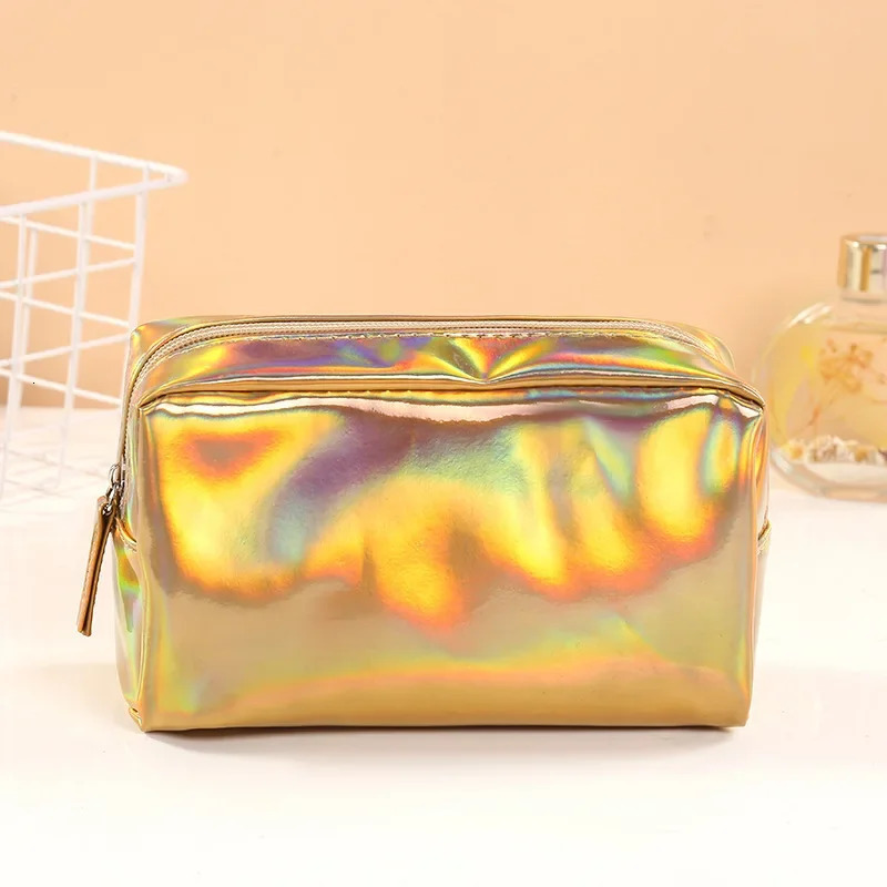 solid color laser makeup bag portable travel washing storage bag stylish large capacity makeup bag 241008