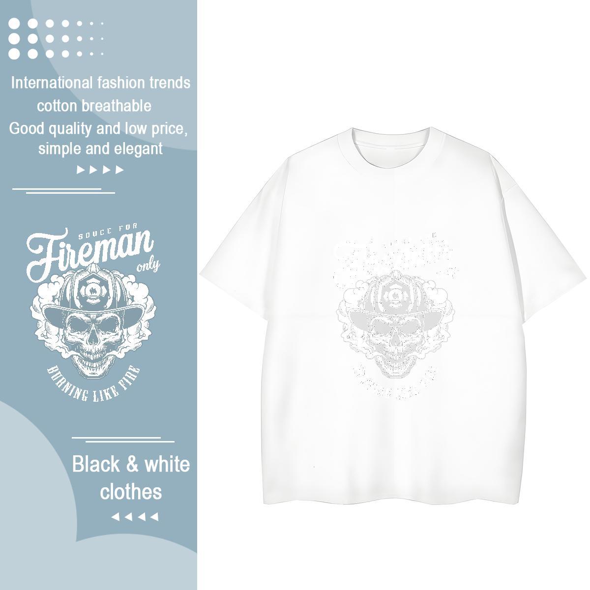 2024 Casual Women T Shirts 230g Pure Cotton Breathable Crew Neck Summer Casual skull Womens Tshirts High quality Custom Printed Polos