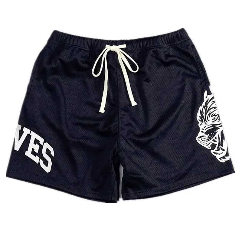 Mens summer sports and fitness training shorts SQ sports trend Lin-S pants mesh breathable shorts running beach pants W241010