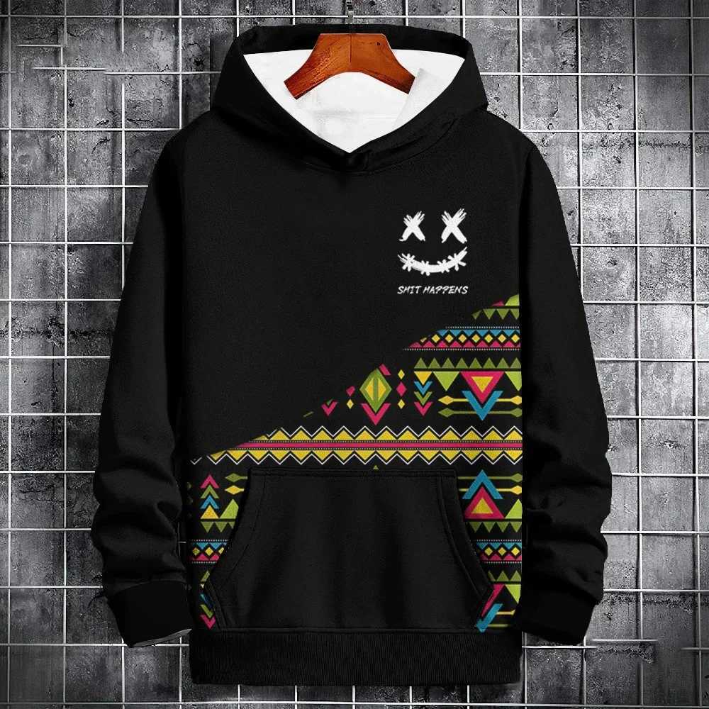 New Spring Autumn Hoodie Mens 3d Ethnic Pattern Stitching Print Long Sleeve Sweatshirt Fashion Street Hoodie Pullover Oversized LX241011