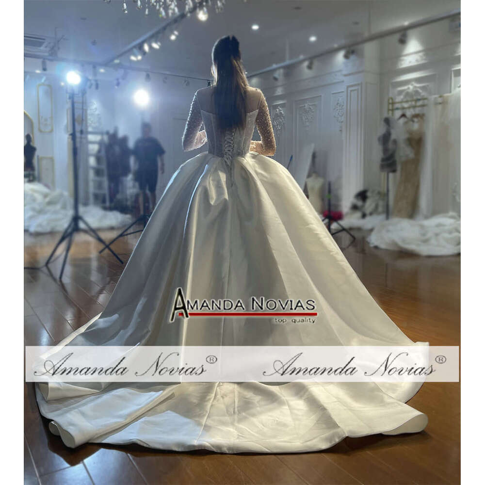 Real Photos Satin Wedding Dress Ball Gown Wedding Dresses