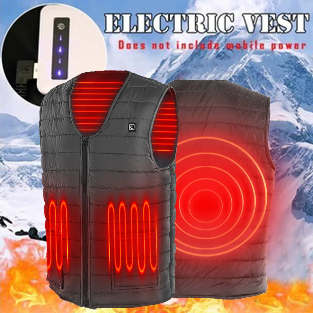 Men autumn Outdoor USB 5 places Infrared Heating Vest Jacket Winter Flexible Electric Thermal Clothing Waistcoat Fishing Hiking 241011