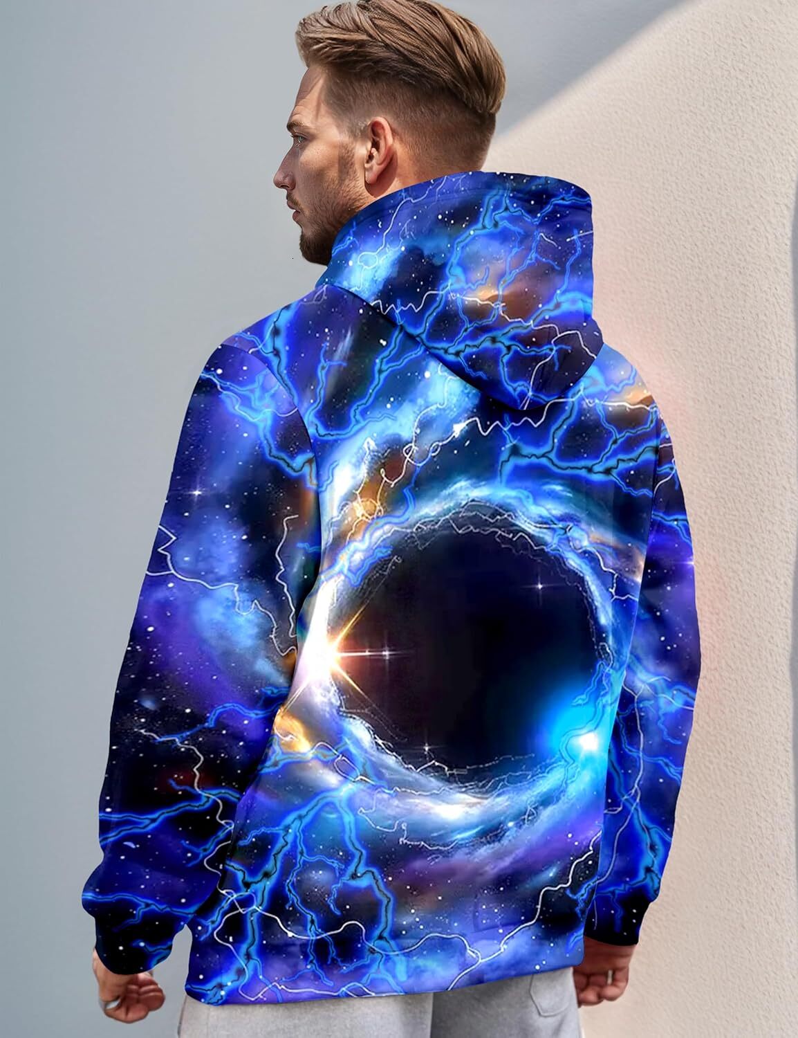 Hoodie for Mens Womens Mens Hoodie Long Sleeve 3D Galaxy Print Drawstring Casual Fashion Pullover Sweatshirt with Big Pocket Graphic keep warm