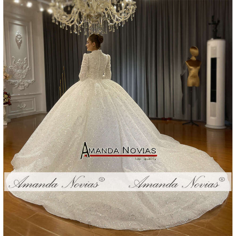 Muslim Full ing Lace High Neck Wedding Dress