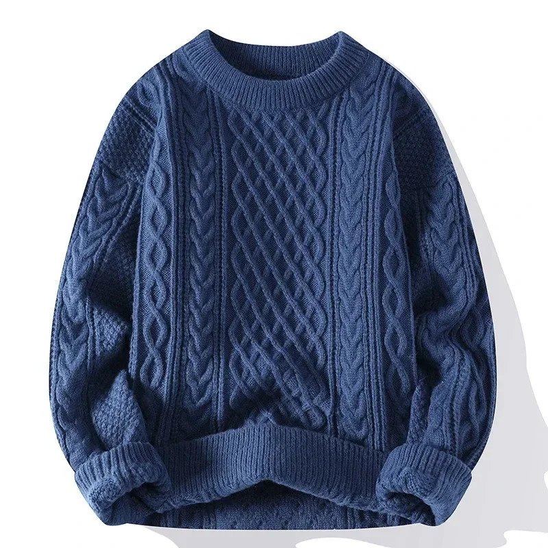 Autumn Winter Men Sweater Vintage O Neck Solid Color Mens Knitted Pullovers Loose Harajuku Mens Retro Knitting Pullover Sweaters 241007
