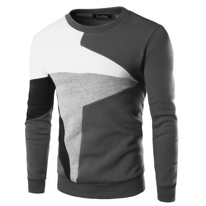 Spring Mens Casual Long-sleeved Wind Hit The Color Stitching Hedging Sweater 240919