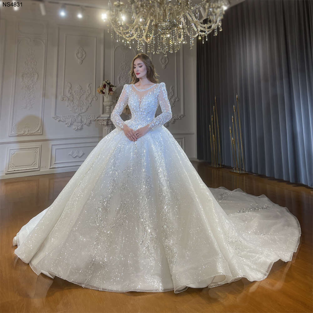 Lace Appliques Glitter Wedding Dress