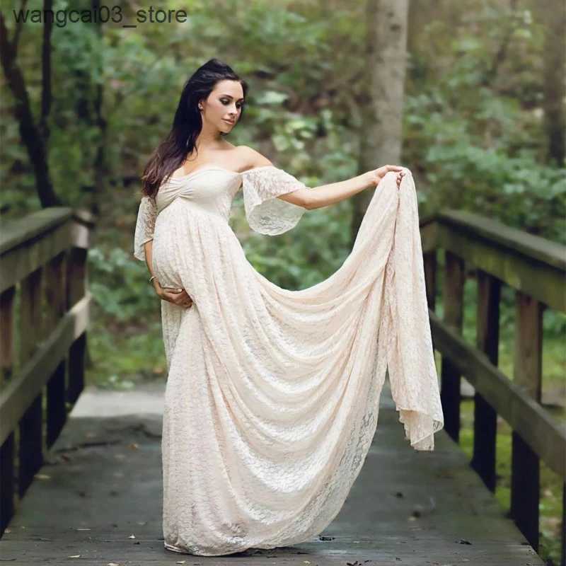Maternity Dresses Long Maternity Photography Props Pregnancy Dress Photography Maternity Dresses For Photo Shoot Pregnant Dress Lace Maxi Gown L240910