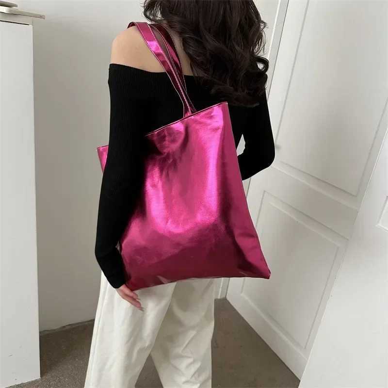 Laser bag candy colored large bag womens handbag large capacity large capacity shiny womens bag girls shoulder bag Y241011