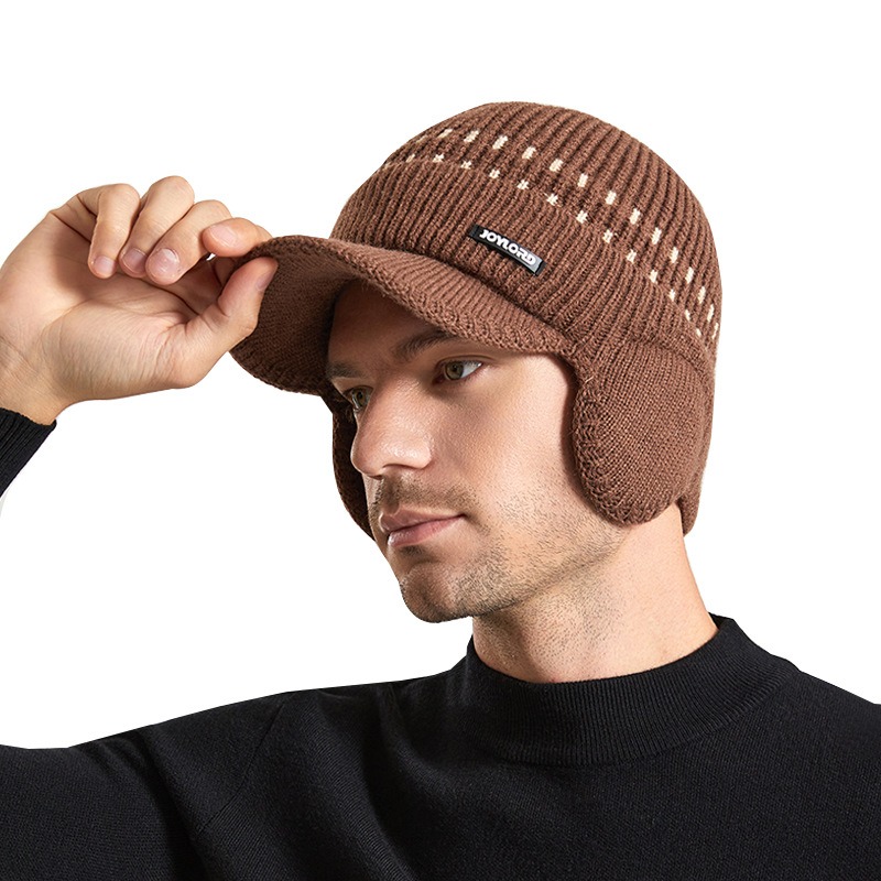 Veet Winter Men's Pullover Ear Protection Baseball Outdoor Cold Proof and Warm Knitted Hat Cross-border