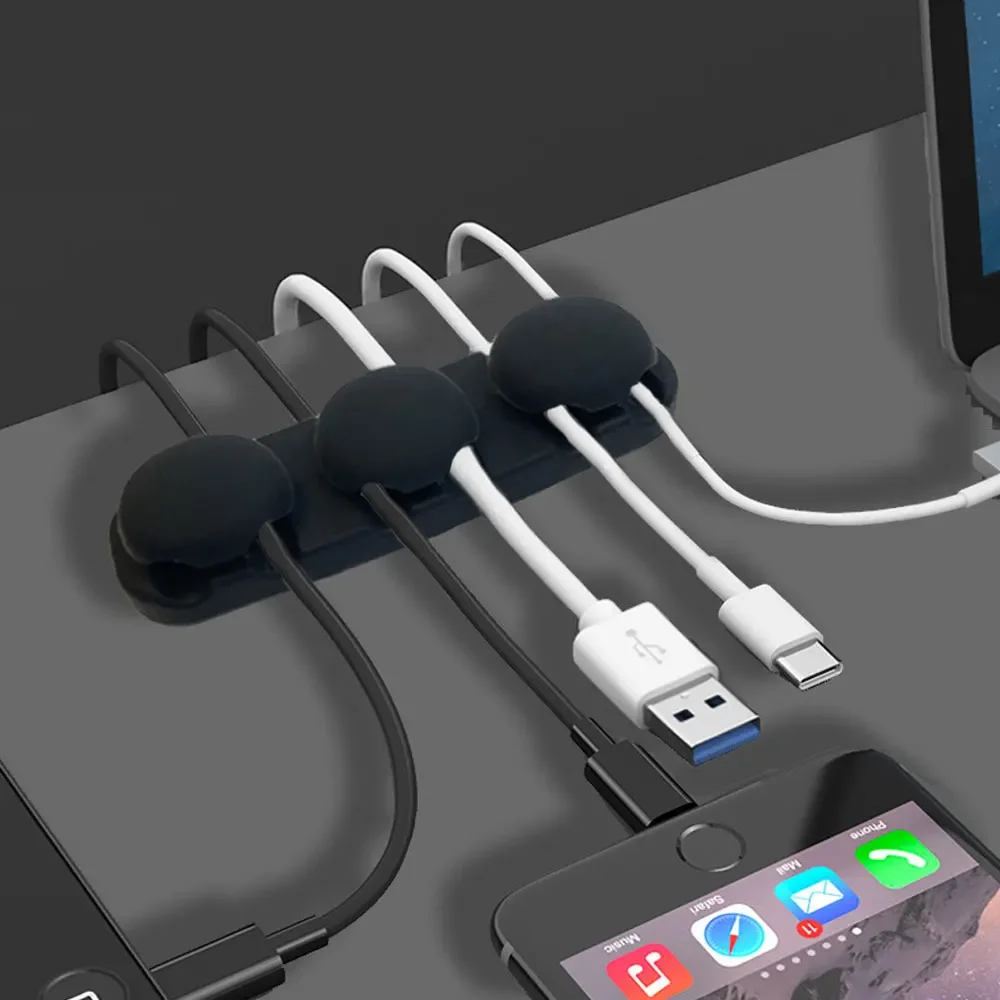 Stonego Silicone USB Cable Organizer Cable Winder Desktop Tidy Management Clips Cable Holder for Mouse Headphone Wire Organizers