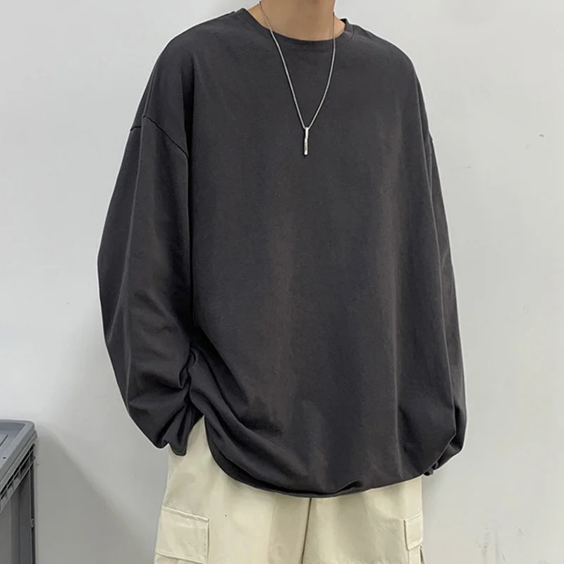 Privathinker Pure Cotton Mens Long Sleeve T-shirts Multicolor Casual Tops Large Size Unisex Tees Shirt 241011