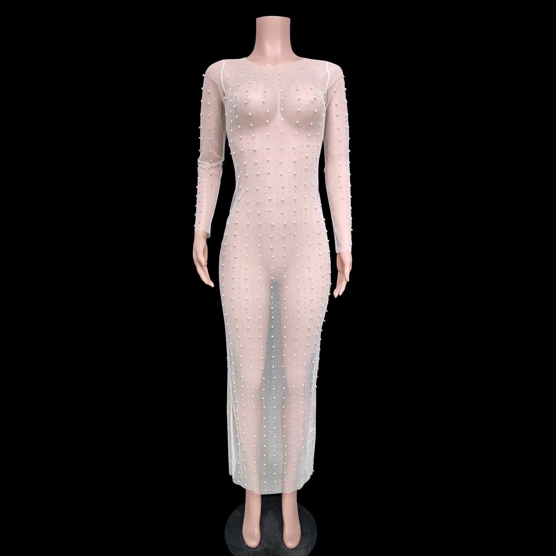 Maternity Dresses Maternity Photography Props Dresses Sexy Transparent Bright Pearl Lace Tulle for Pregnancy Women Photo Shoot Prop Accessories L24091