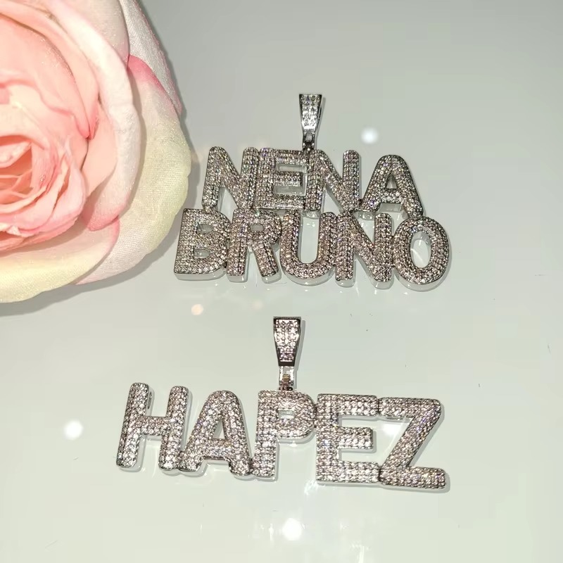 Hip Hop A-Z Custom Name Pendant Necklaces 5A Zircon 18K Real Gold Plated Jewelry