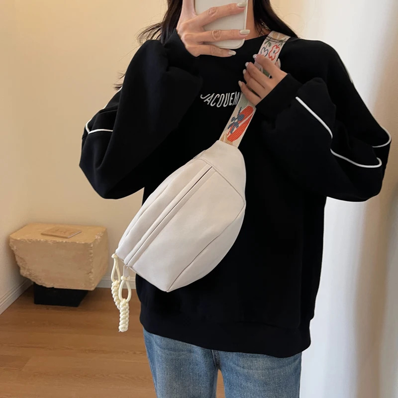 Fashion womens small cloth bag Korean fashion soft fabric cross body bag womens waist belt bag casual travel waist bag 241008