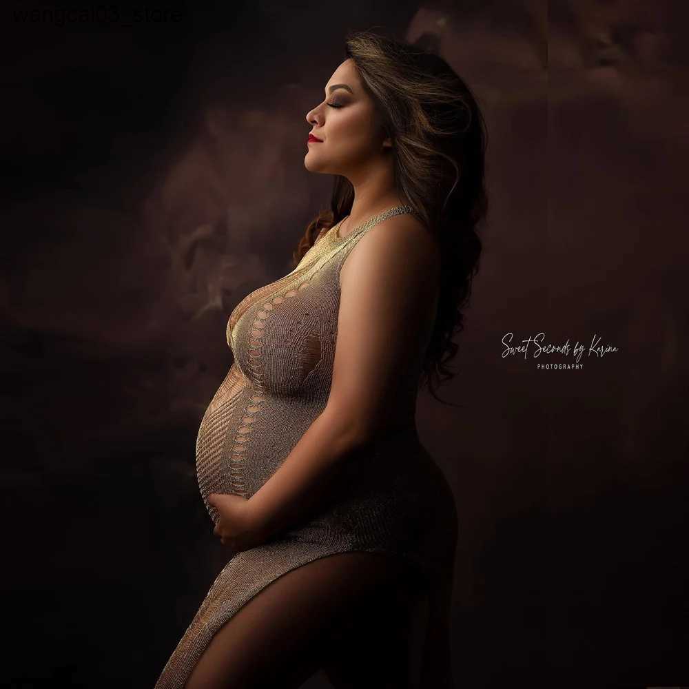 Maternity Dresses Maternity Photography Props Dresses Sexy Knitted Crochet Long Dress For Photo Shoot Photography For Women L240910
