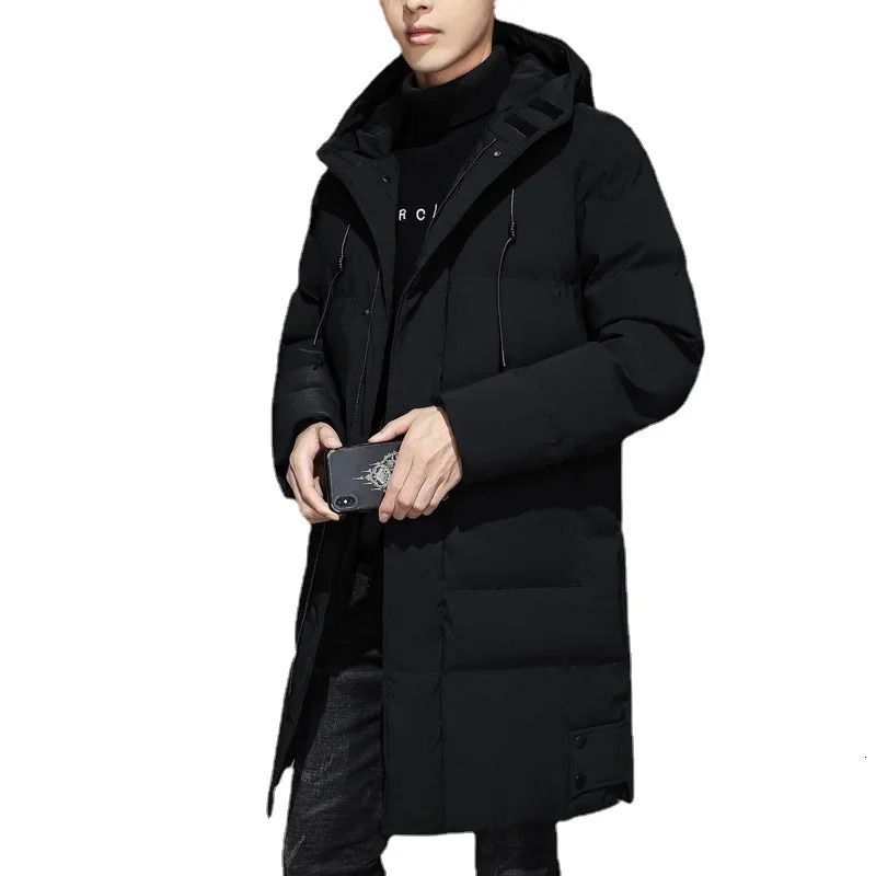 Mens long coat winter coat Chaquetas mens hoodie casual winter coat and jacket high-quality mens black warm Parkas 241007