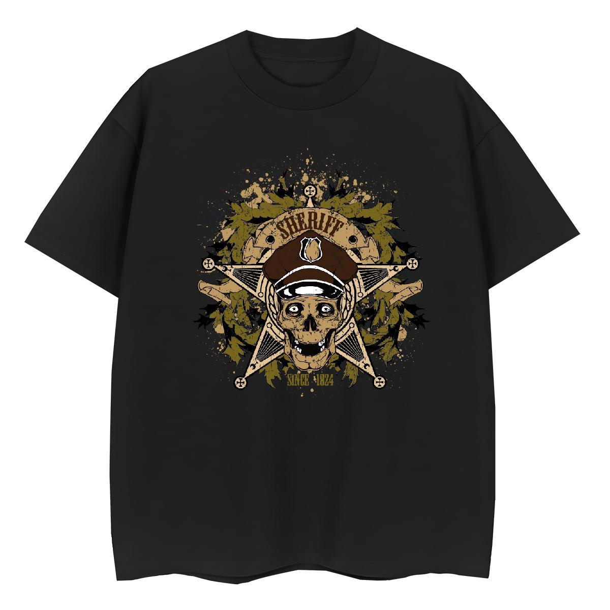 Casual New T-Shirts for Women 230g Cotton Crew Neck Breathable Street Wear skull Woman Tshirt Nice Cartoon Floral Printing Clothes